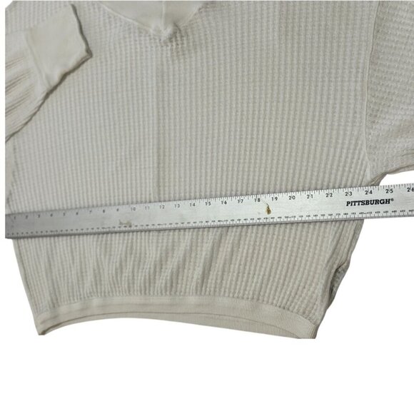 We The Free Waffle Tee Women's Size Large Ivory South Side Tee V-Neck Longline - Picture 7 of 10